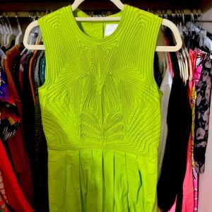 Backless Lime HM dress with textured detail front
